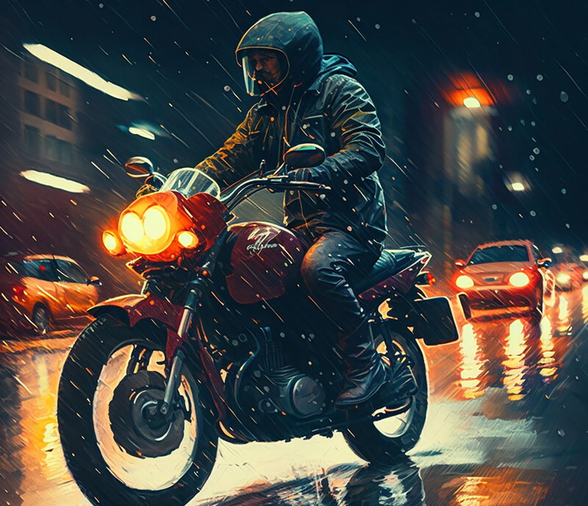 Motorcycle in the Rain